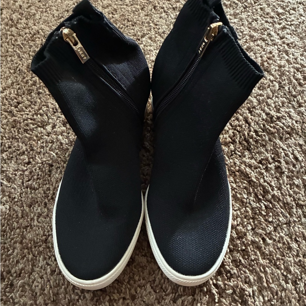 DKNY Black and Gold Wedge Sneakers - Picture 2 of 2